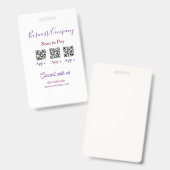 Badge Scanner pour payer le logo de l'entreprise code Q (Avant & arrière)