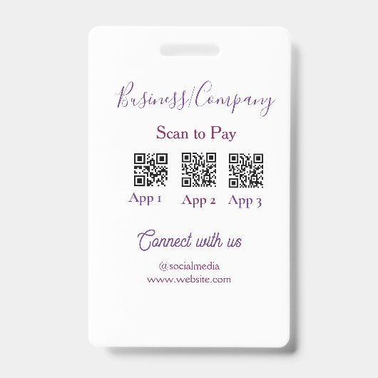 Badge Scanner pour payer le logo de l'entreprise code Q (Avant)