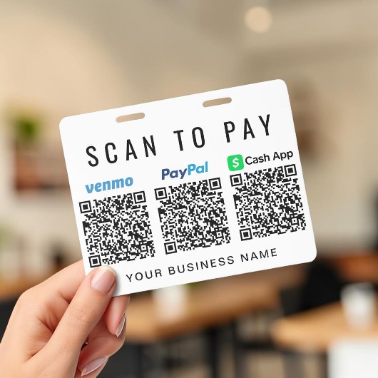 Badge Scanner pour payer les codes QR Paypal Venmo CashA