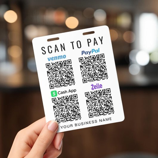 Badge Scanner pour payer les codes QR Venmo PayPal CashA