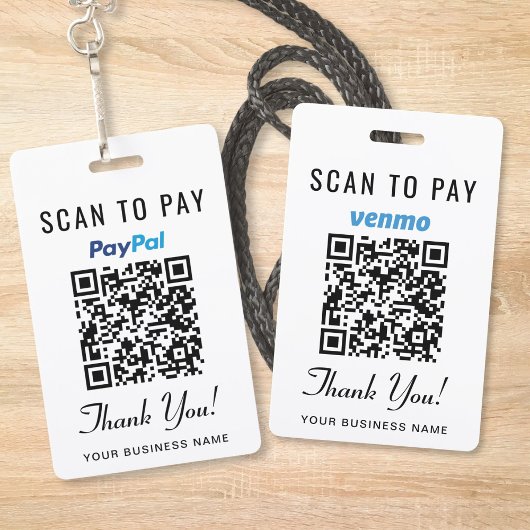 Badge Scanner pour payer Venmo PayPaL Code QR