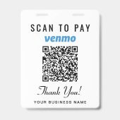 Badge Scannez pour payer Venmo PayPal Code QR Paiement C (Avant)