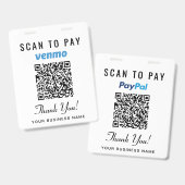 Badge Scannez pour payer Venmo PayPal Code QR Paiement C (Avant & arrière)