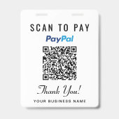 Badge Scannez pour payer Venmo PayPal Code QR Paiement C (Arrière)