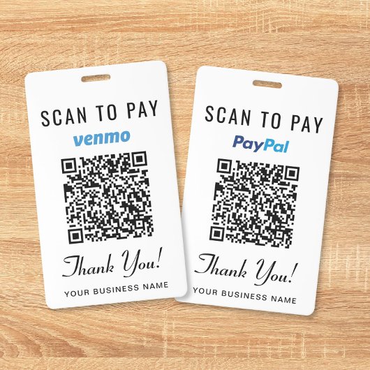Badge Scannez pour payer Venmo PayPal Code QR Paiement C
