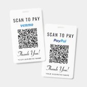 Badge Scannez pour payer Venmo PayPal Code QR Paiement C (Avant & arrière)