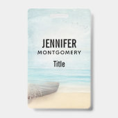 Badge Scène de plage nautique avec barque et filet de pê (Arrière)