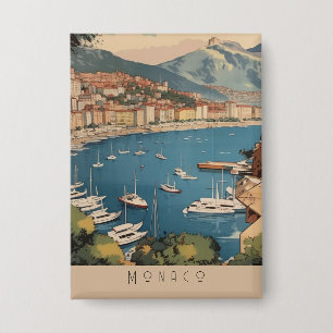 Badge Scène de voyage vintage à Monaco avec texte person