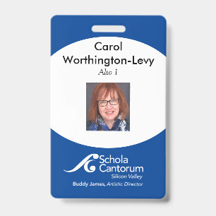 Badge Schola Cantorum Silicon Valley Membre tag + lanyar