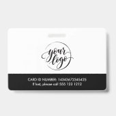 Badge Script de logo de photo noir simple Carte d'identi (Arrière)