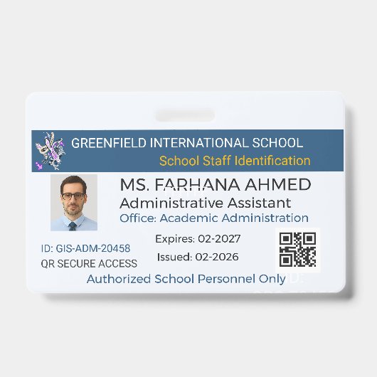 Badge sécurisé|Carte d'identité enseignant|Carte d (Avant)