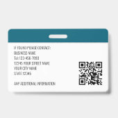 Badge Sécurité de la photo de l'employé de l'entreprise (Arrière)