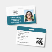 Badge Sécurité de la photo de l'employé de l'entreprise (Avant & arrière)