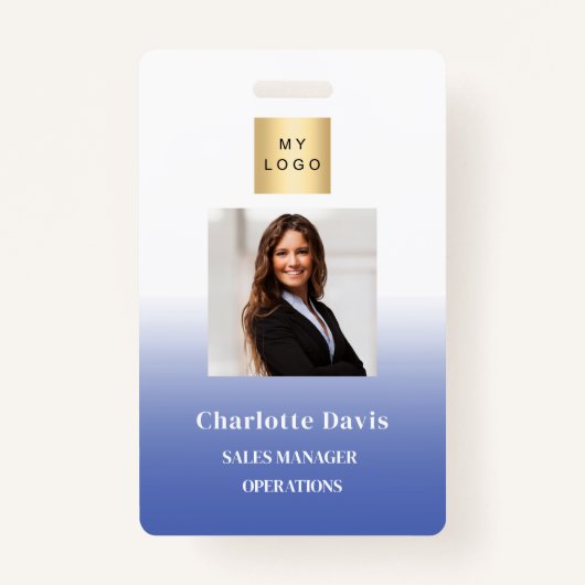 Badge Sécurité de l'entreprise de photo de l'employé ble (Devant)