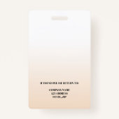 Badge Sécurité de l'entreprise de photo d'employé beige (Dos)