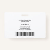 Badge Sécurité de l'ID photo de l'employé de l'enquêteur (Dos)