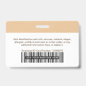 Badge Sécurité de l'ID photo moderne de l'employé person (Dos)