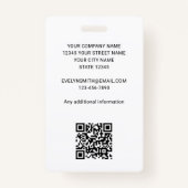 Badge Sécurité d'ID de logo personnalisé professionnelle (Dos)