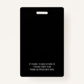 Badge Sécurité simple du logo de l'événement noir et bla (Dos)