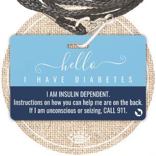 Badge sensibilisation au diabète contact médical d'urgen