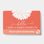 Badge sensibilisation cachée aux handicaps et contact d' (Avant)