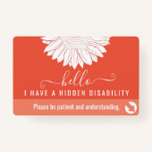 Badge sensibilisation cachée aux handicaps et contact d' (Devant)