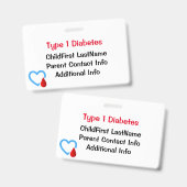 Badge Sensibilisation Médicale au diabète (Avant & arrière)