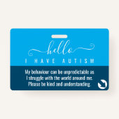 Badge sensibilisation sur l'autisme bonjour et contact d (Devant)