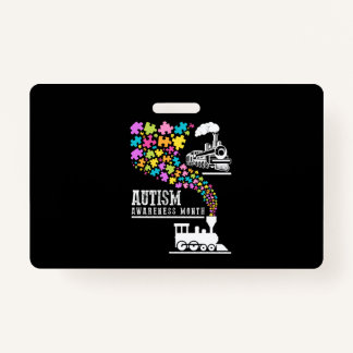 Badge sensibilisation sur l'autisme Mois Puzzles Train T