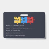 Badge Sensibilisation sur l'autisme Puzzles Nom d'équipe (Dos)