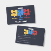 Badge Sensibilisation sur l'autisme Puzzles Nom d'équipe (Recto et verso)