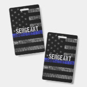 Badge Sergent drapeau en détresse Thin Blue Line (Avant & arrière)