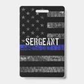 Badge Sergent drapeau en détresse Thin Blue Line (Arrière)