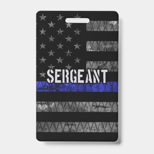 Badge Sergent drapeau en détresse Thin Blue Line (Avant)