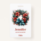 Badge Serre de pin avec Noël Holly Festif (Dos)