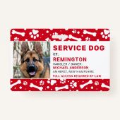 Badge Service Chien Empreintes de pattes rouges Identifi (Devant)