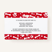 Badge Service Chien Empreintes de pattes rouges Identifi (Dos)