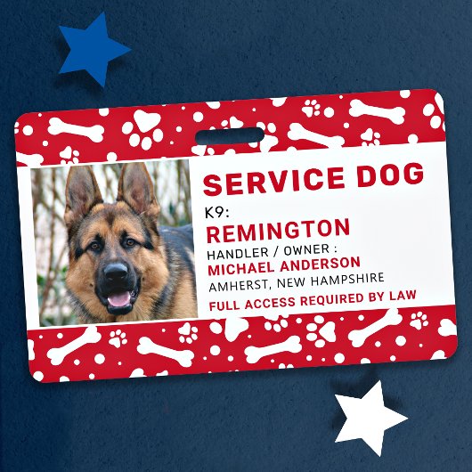 Badge Service Chien Empreintes de pattes rouges Identifi
