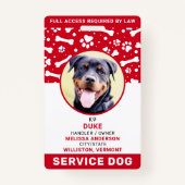 Badge Service Chien Empreintes de pattes rouges personna (Devant)
