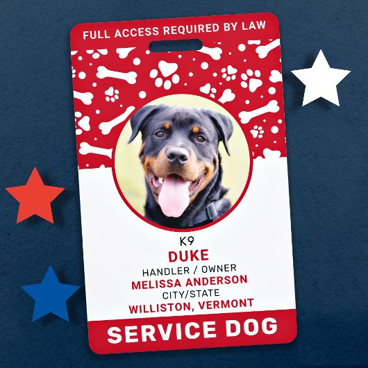 Badge Service Chien Empreintes de pattes rouges personna