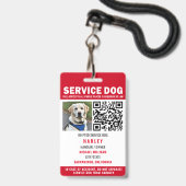 Badge Service Chien moderne QR Code rouge et blanc (Avant avec lanière)