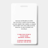 Badge Service Chien moderne QR Code rouge et blanc (Arrière)