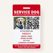Badge Service Chien moderne QR Code rouge et blanc (Devant)