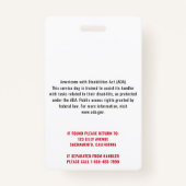 Badge Service Chien moderne QR Code rouge et blanc (Dos)