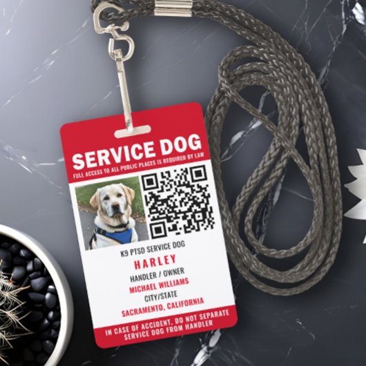 Badge Service Chien moderne QR Code rouge et blanc