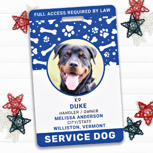 Badge Service Chien Personnalisé Empreintes de pattes Bl