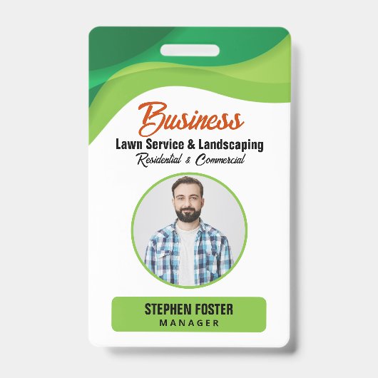Badge Service d'aménagement paysager et de pelouse vert  (Front)