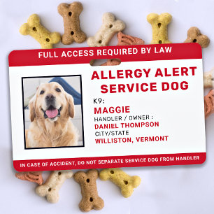 Badge Service de chien d'alerte personnalisé aux allergi