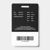 Badge Service de police Identifiant d'agent de la force (Arrière)