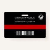 Badge Service d'incendie Photo personnalisée Identifiant (Dos)